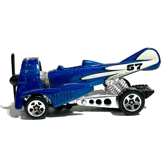 Vintage 1996 Hot Wheels Metallic Blue Dog Fighter Diecast Car Propeller 1:64 #57 - Picture 2 of 14